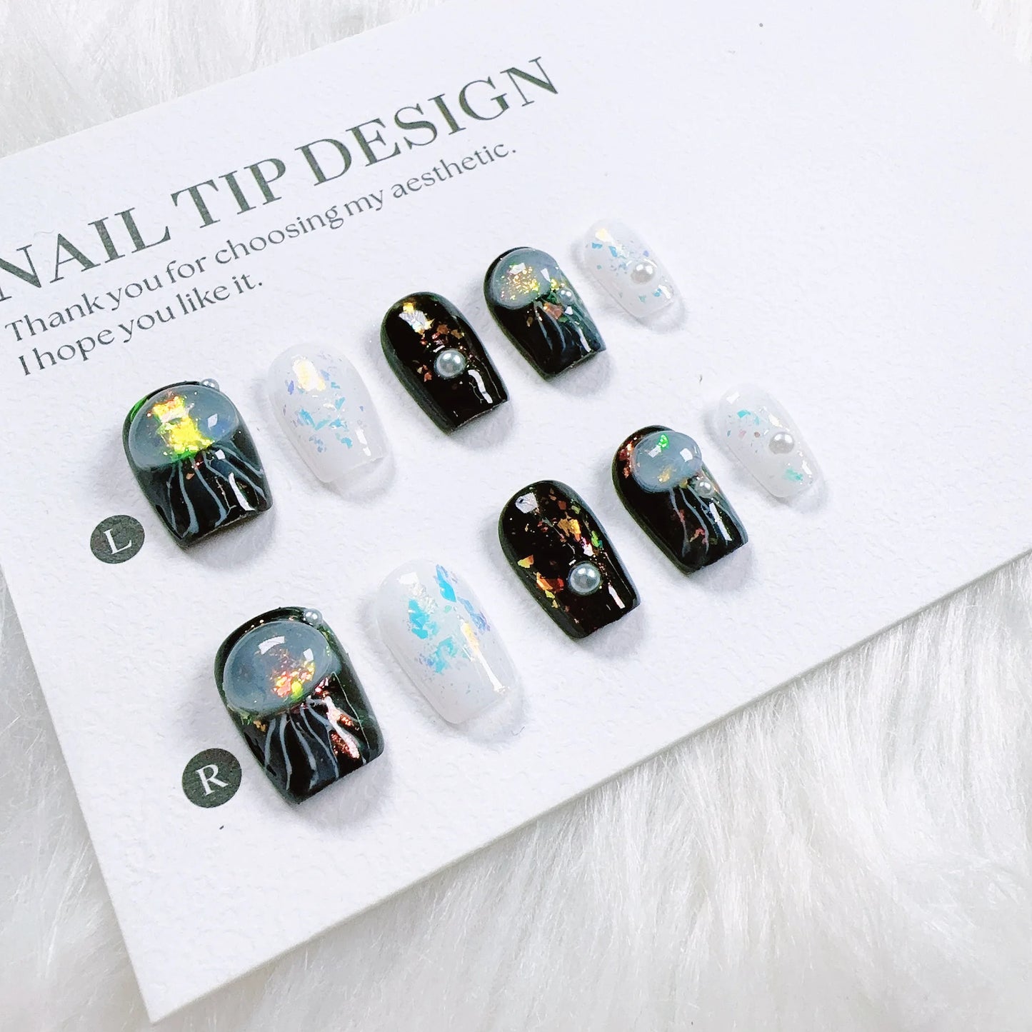 10pcs/set Handmade Dreamy Blue Press-On Nails Short Ballet Shape Gradient & Ombre Design Glossy Finish Removable False Nail Tips