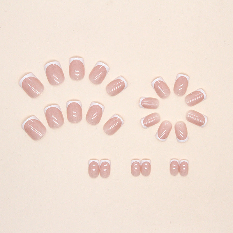 24Pcs Yellow Simple False Nails Short Coffin Art Artificial with French Design Wearable Fake Nails Full Cover Press on Nail Tips