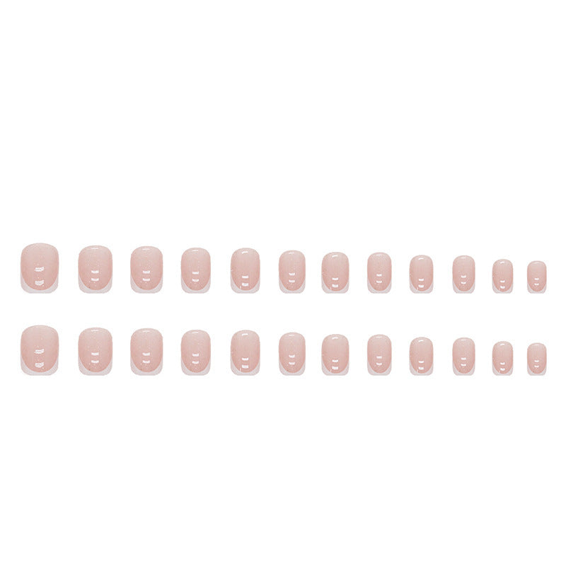 24Pcs Yellow Simple False Nails Short Coffin Art Artificial with French Design Wearable Fake Nails Full Cover Press on Nail Tips