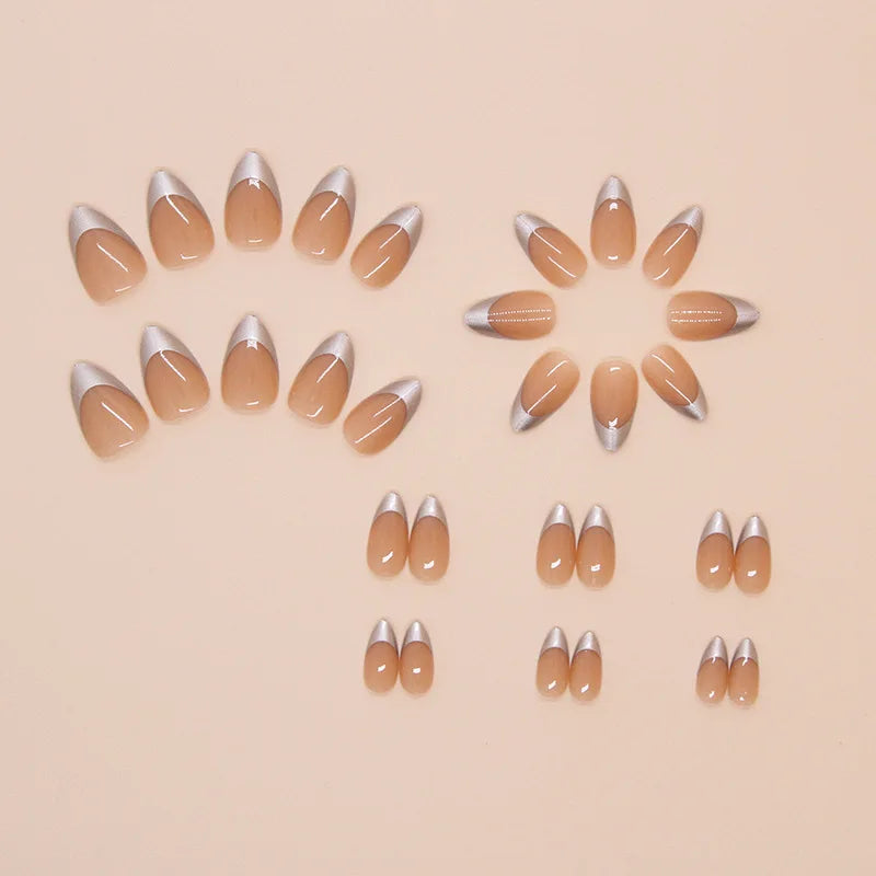 24pcs Almond Press on Nails French False Nails Wearable Stick-on Nails Fake Nail Uñas Postizas Накладные Ногти 네일팁 Faux Ongles