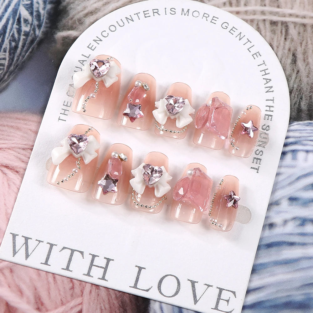 24Pcs Sanrio Blue Cinnamoroll Fake Nails Cute Anime Cartoon Kuromi My Melody press on False nails Fashion Nail Patches for Girls