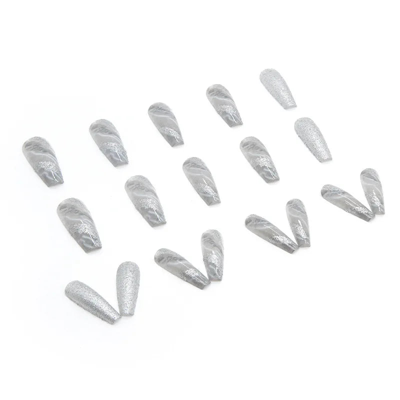 24-piece Long French Minimalist Flash Fingernail with 1 Jelly Gel and 1 Nail File