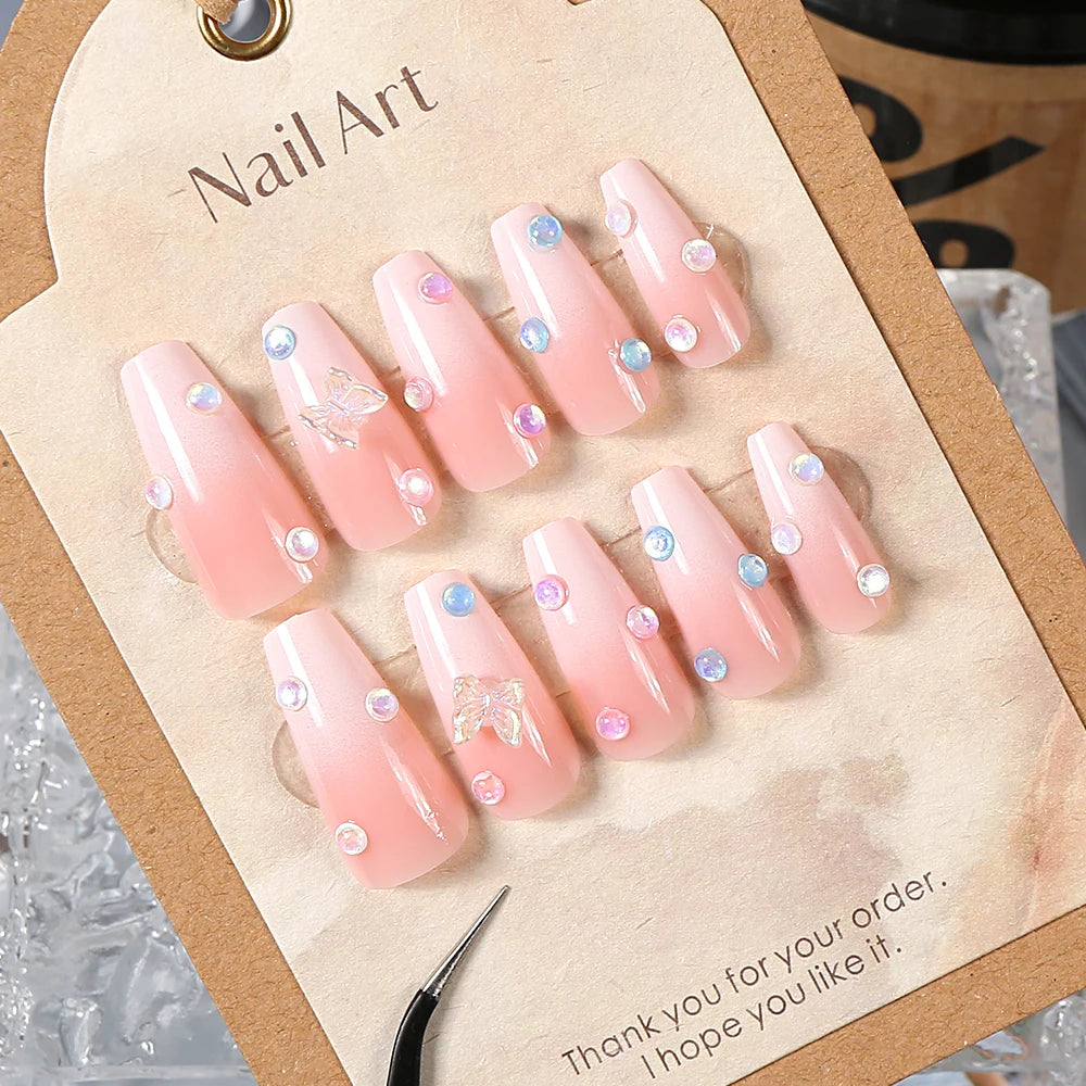 24Pcs Sanrio Blue Cinnamoroll Fake Nails Cute Anime Cartoon Kuromi My Melody press on False nails Fashion Nail Patches for Girls