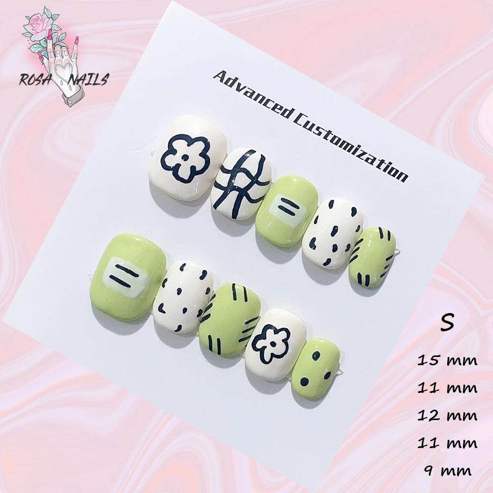 New Silver Star Press on Nails with Glue Handmade Flash Rhinestone Reusable Artificial Fake Tips Diamond Black Short False Nails
