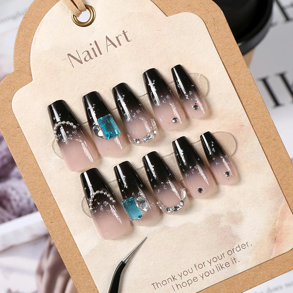 24Pcs Sanrio Blue Cinnamoroll Fake Nails Cute Anime Cartoon Kuromi My Melody press on False nails Fashion Nail Patches for Girls