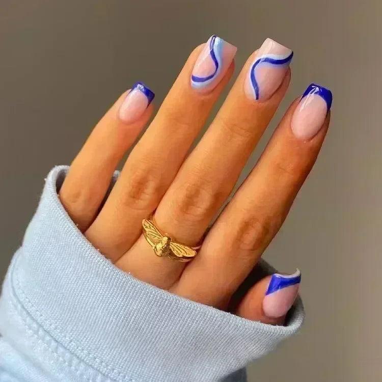 24Pcs Yellow Simple False Nails Short Coffin Art Artificial with French Design Wearable Fake Nails Full Cover Press on Nail Tips