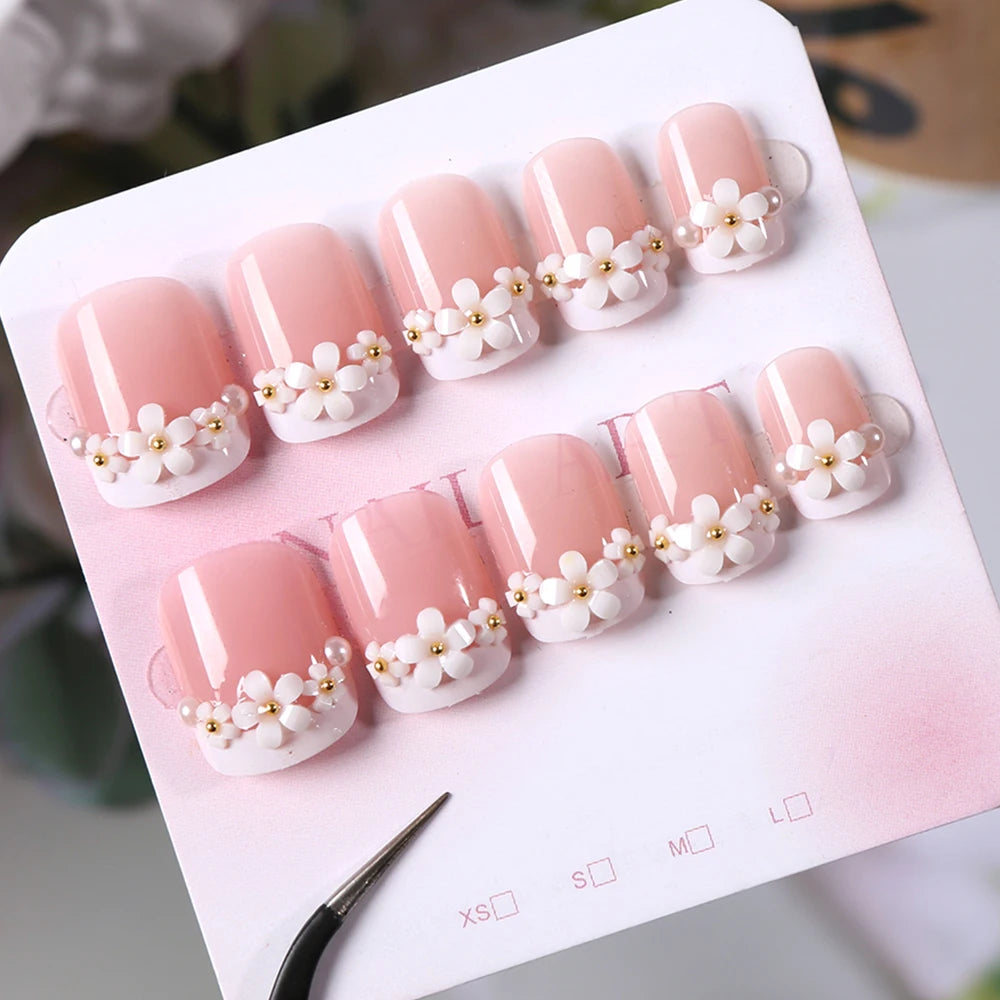 24Pcs Sanrio Blue Cinnamoroll Fake Nails Cute Anime Cartoon Kuromi My Melody press on False nails Fashion Nail Patches for Girls