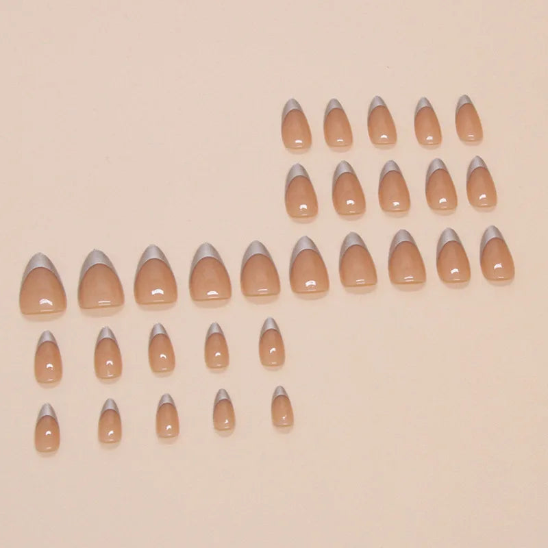 24pcs Almond Press on Nails French False Nails Wearable Stick-on Nails Fake Nail Uñas Postizas Накладные Ногти 네일팁 Faux Ongles
