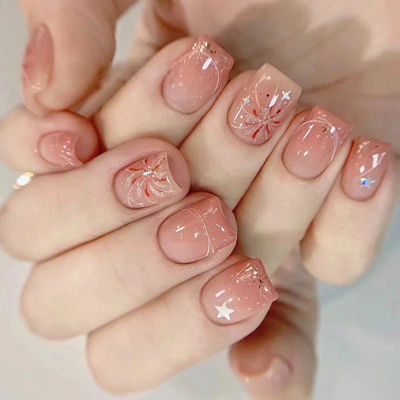Cat Eye Press-On Nails –  Oval or Square Shape | Glossy Gradient