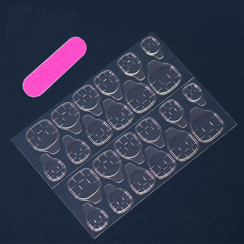 24 PCs Long French Minimalist Leaf Nails with 1 Jelly Gel and 1 Nail File