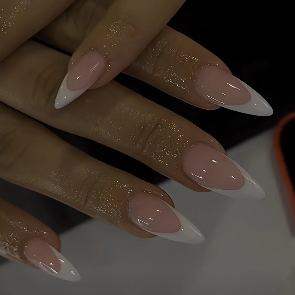 24pcs Almond Press on Nails French False Nails Wearable Stick-on Nails Fake Nail Uñas Postizas Накладные Ногти 네일팁 Faux Ongles