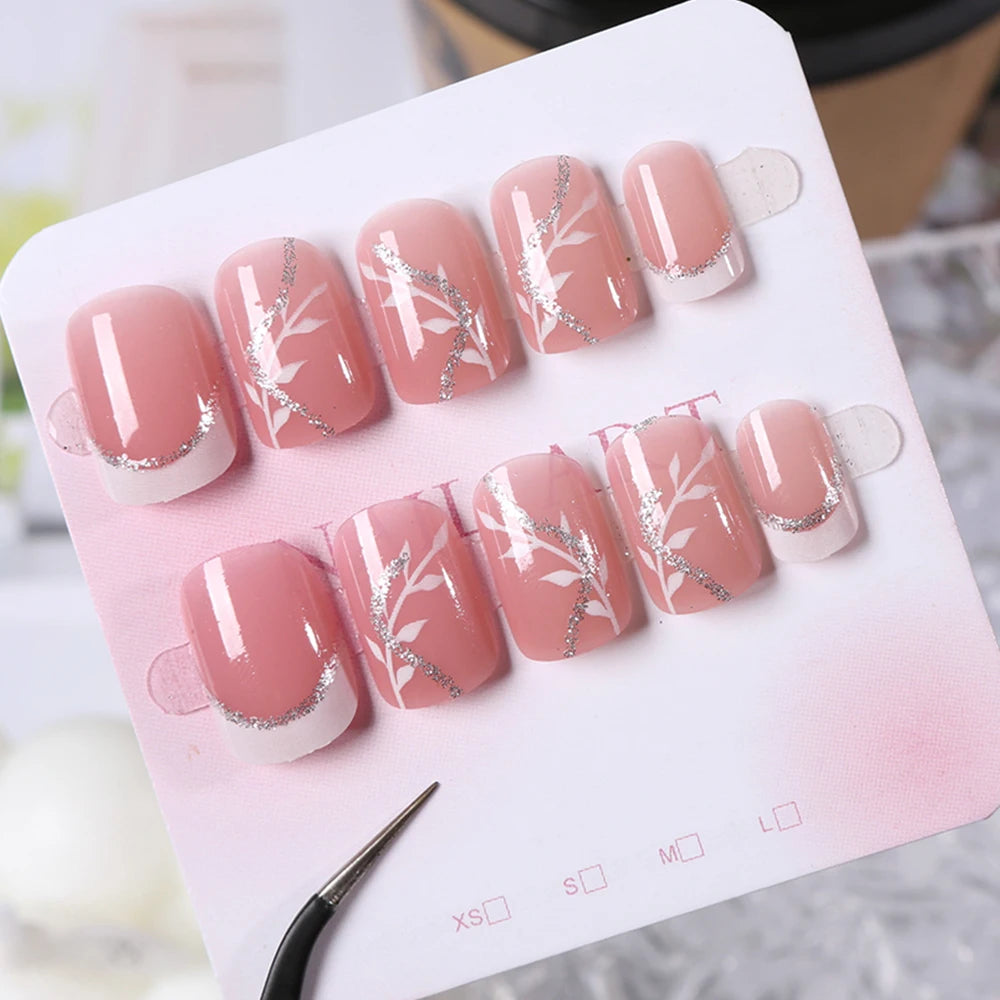 24Pcs Sanrio Blue Cinnamoroll Fake Nails Cute Anime Cartoon Kuromi My Melody press on False nails Fashion Nail Patches for Girls