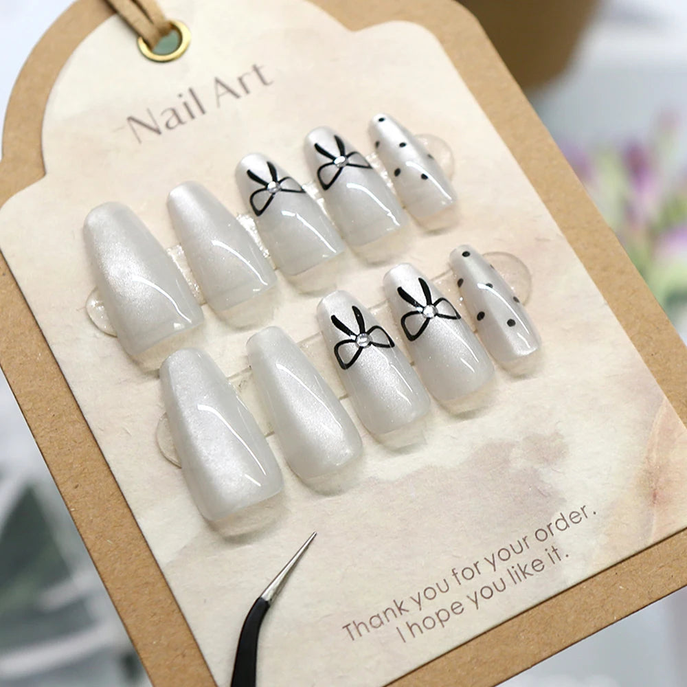 24Pcs Sanrio Blue Cinnamoroll Fake Nails Cute Anime Cartoon Kuromi My Melody press on False nails Fashion Nail Patches for Girls