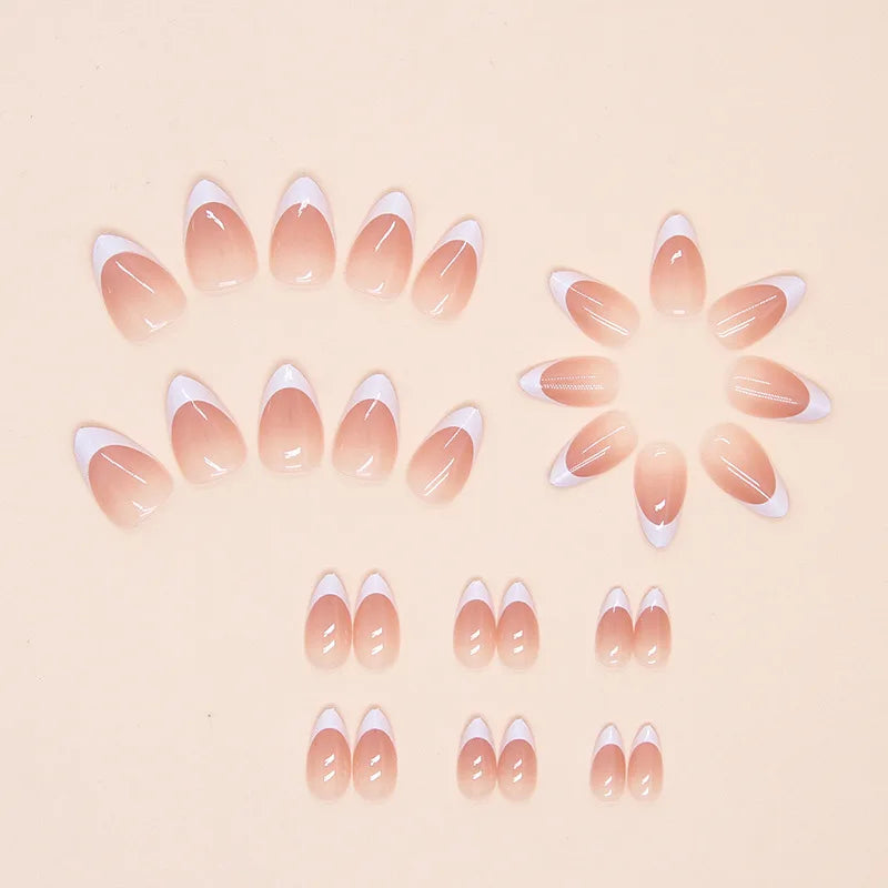 24pcs Almond Press on Nails French False Nails Wearable Stick-on Nails Fake Nail Uñas Postizas Накладные Ногти 네일팁 Faux Ongles