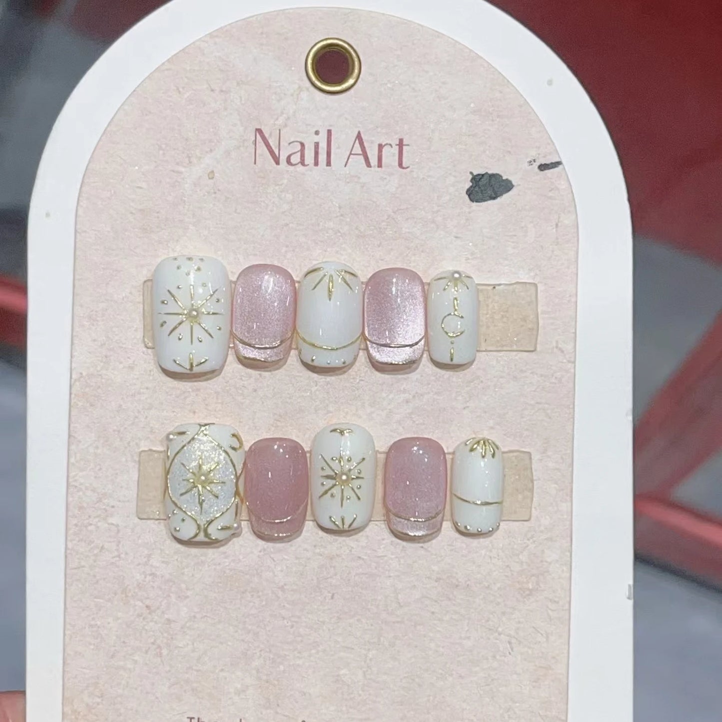 10Pcs Short Handmade Press on Nails Cat Eye Fake Nails Wearable Stick-on Nails Full Cover False Nail Uñas Postizas Faux Ongles