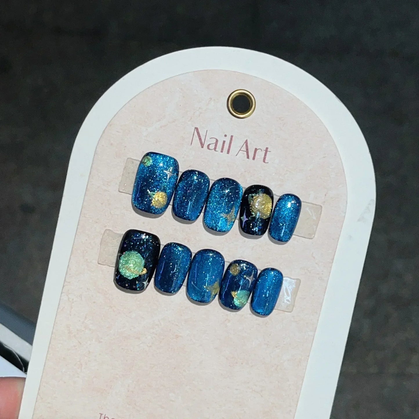 10Pcs Short Handmade Press on Nails Cat Eye Fake Nails Wearable Stick-on Nails Full Cover False Nail Uñas Postizas Faux Ongles