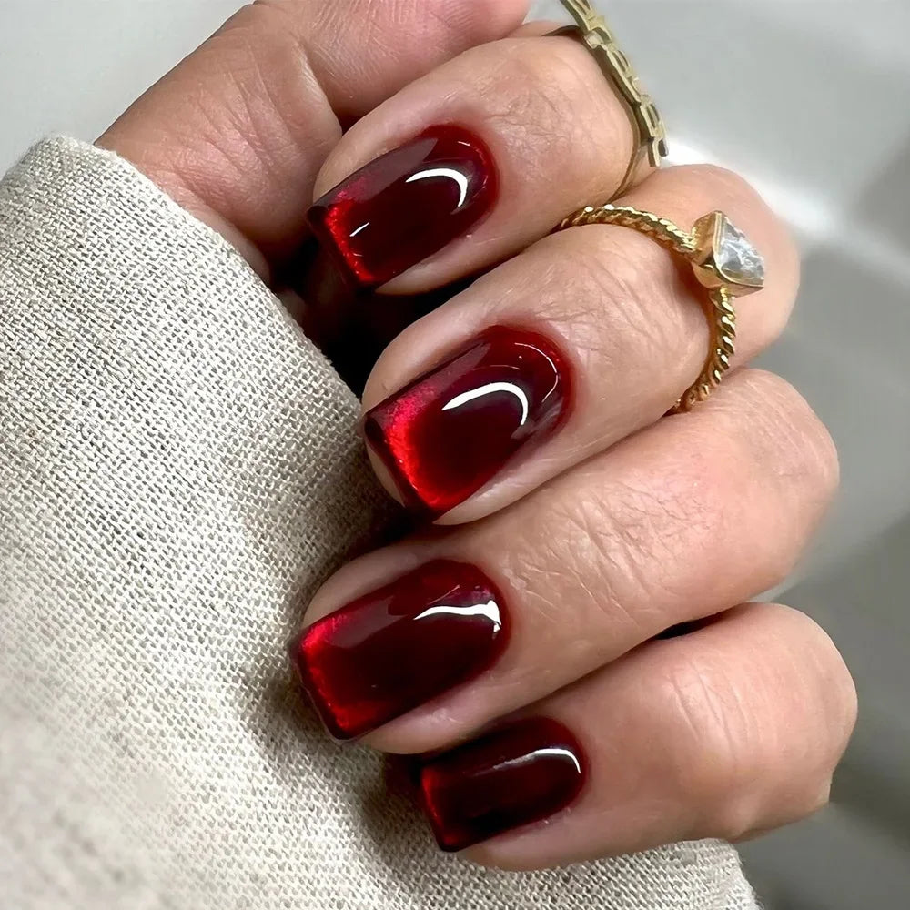 Cat Eye Press-On Nails –  Oval or Square Shape | Glossy Gradient