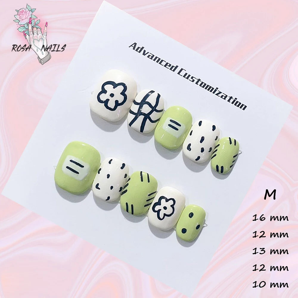 New Silver Star Press on Nails with Glue Handmade Flash Rhinestone Reusable Artificial Fake Tips Diamond Black Short False Nails