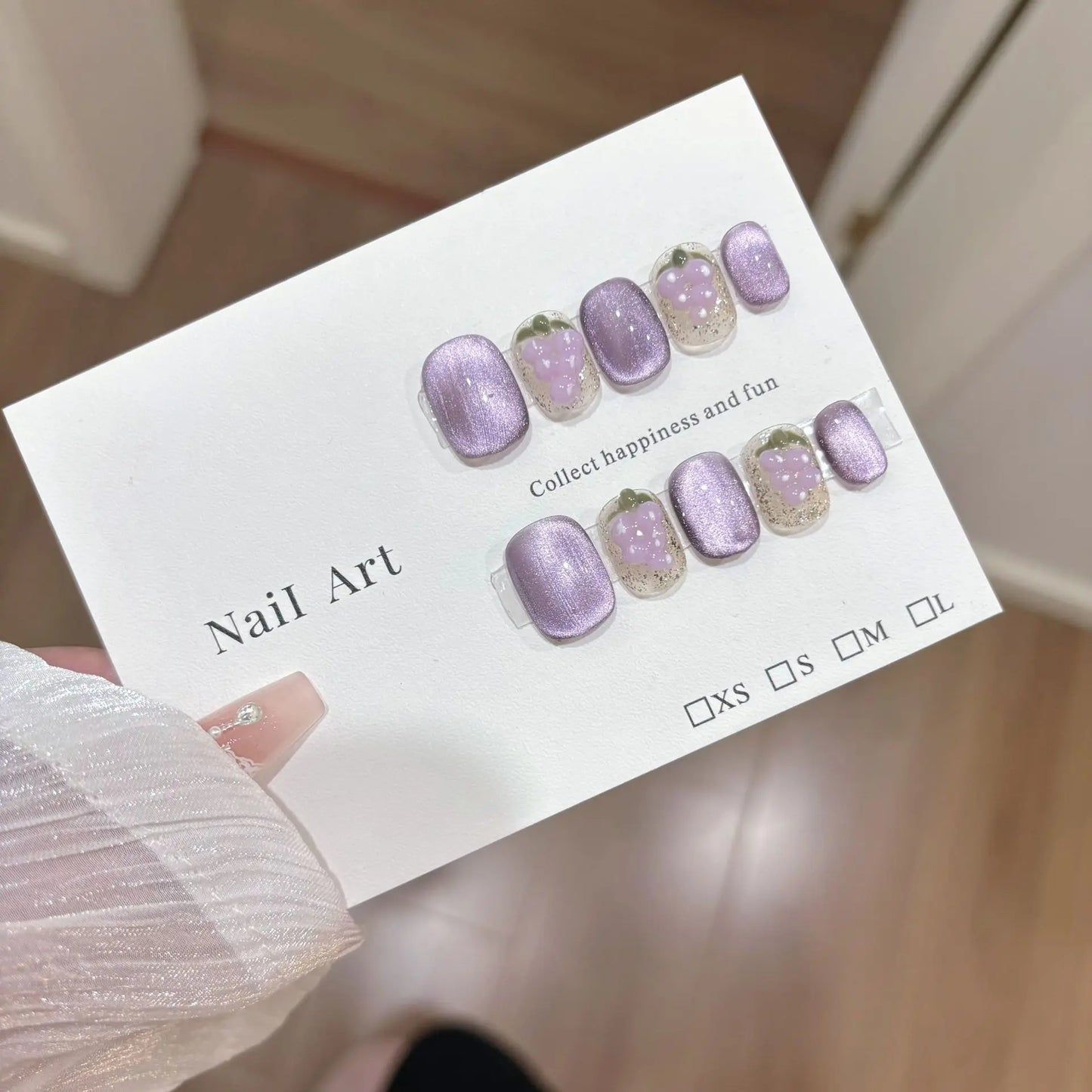 10pcs/set Handmade Dreamy Blue Press-On Nails Short Ballet Shape Gradient & Ombre Design Glossy Finish Removable False Nail Tips