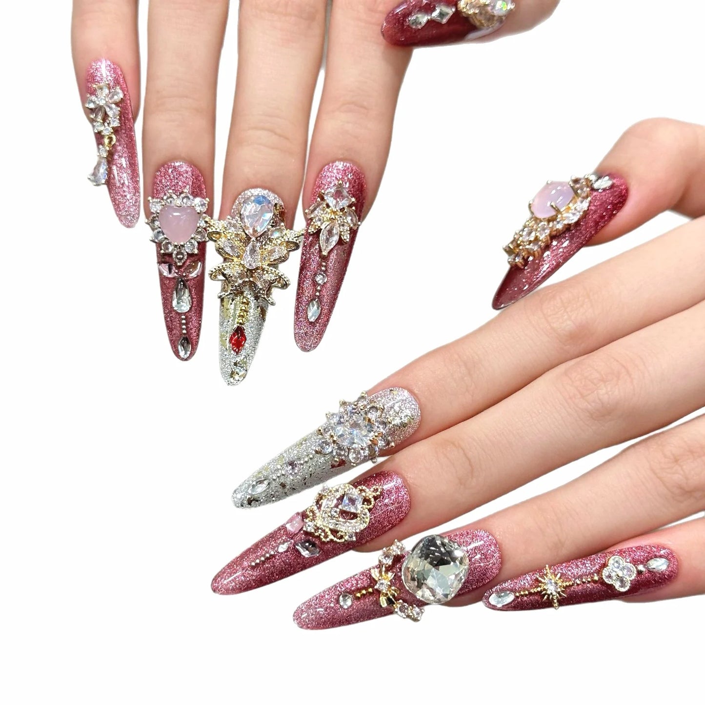 Desert Crown High-End Light Luxury Nail Art Handmade Fashionable Whitening + Noble Style Wearable Manicure