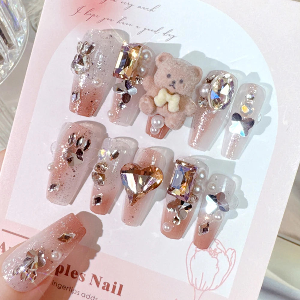 24Pcs Sanrio Blue Cinnamoroll Fake Nails Cute Anime Cartoon Kuromi My Melody press on False nails Fashion Nail Patches for Girls
