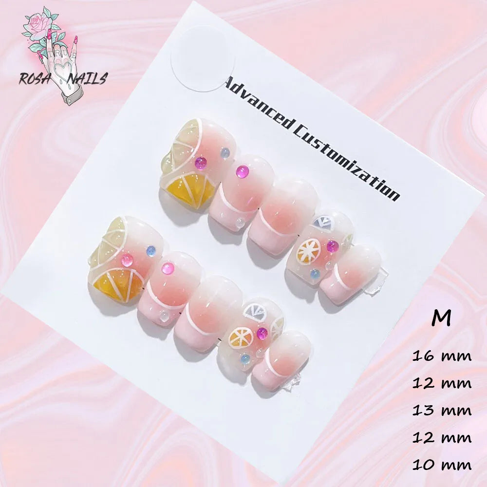 New Silver Star Press on Nails with Glue Handmade Flash Rhinestone Reusable Artificial Fake Tips Diamond Black Short False Nails