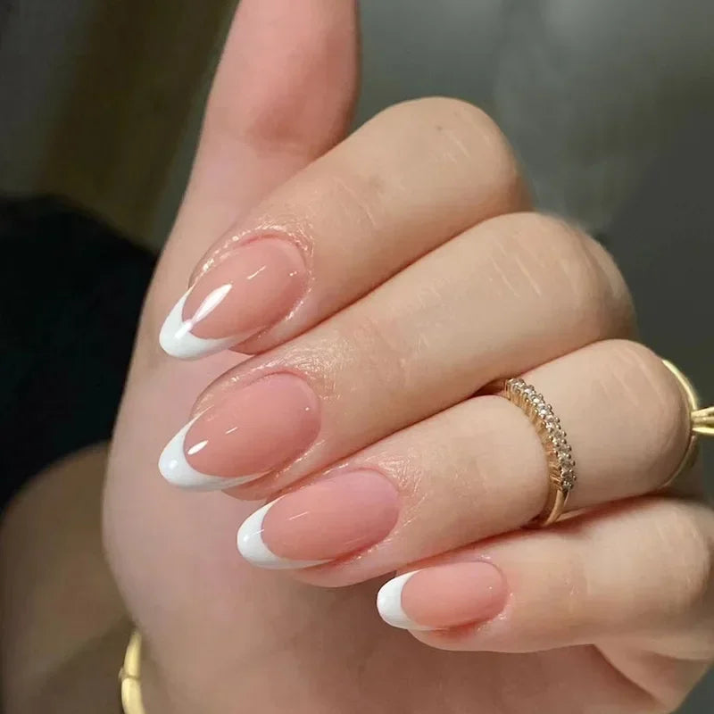 24pcs Almond Press on Nails French False Nails Wearable Stick-on Nails Fake Nail Uñas Postizas Накладные Ногти 네일팁 Faux Ongles
