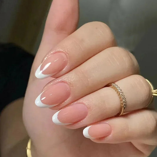 24pcs Almond Press on Nails French False Nails Wearable Stick-on Nails Fake Nail Uñas Postizas Накладные Ногти 네일팁 Faux Ongles